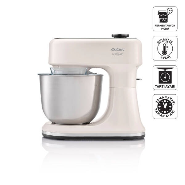 Arzum AR1190 Gastroart Stand Mikser 1500W, 12 Hız Ayarı, Dahili Tartı ve Fermentasyon Özelliği, Krem