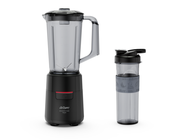 Arzum AR1193 Shake'N Take Megamix Sürahi Blender 550W, 1L Sürahi, 550 ml Taşınabilir Şişe, Siyah