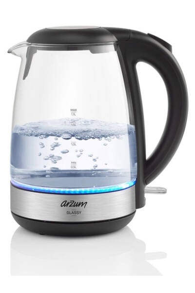 Arzum AR3071 Glassy Cam Su Isıtıcısı 1,7 Litre Kapasite 2200W, Siyah
