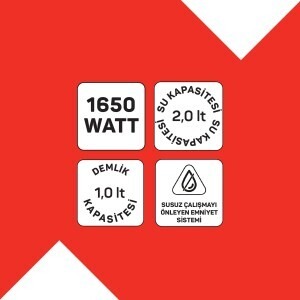 Arzum AR3151 Jollie Çay Makinesi 1650W, 1 L Demlik Kapasitesi, Siyah