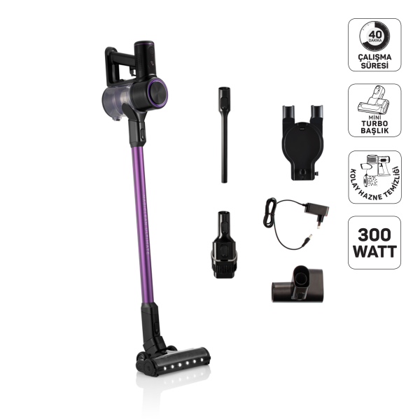 Arzum AR4206 Magiclean Ultimate Dikey Şarjlı Süpürge 300W BLDC Motoru, Mor