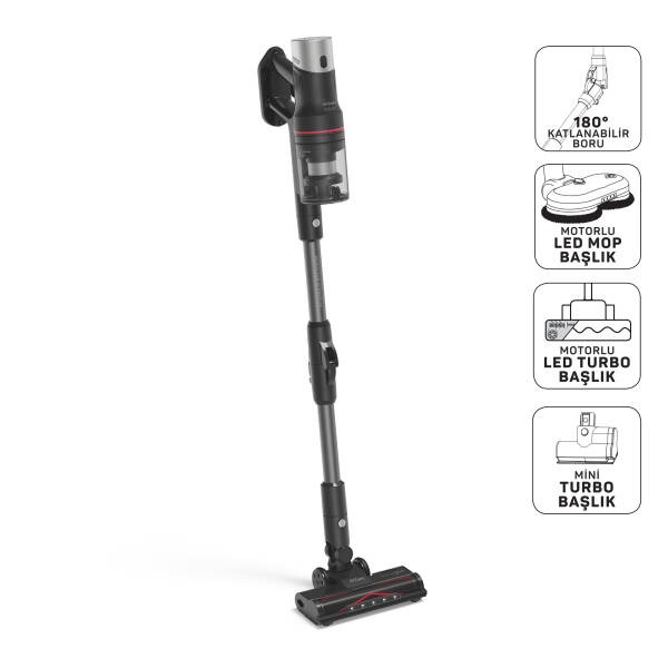 Arzum AR4210 MagiClean HydroFlex Dikey Şarjlı Süpürge 500W, BLDC Motor Gücü, 60 Dk Kullanım, Siyah