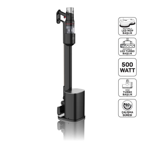 Arzum AR4211 MagiClean FlexBin İstasyonlu Dikey Şarjlı Süpürge 500W, BLDC Motor, Siyah