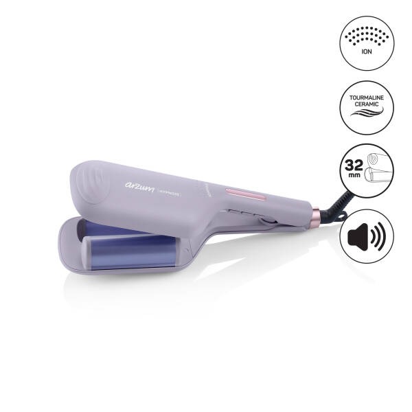 Arzum AR5112 Hypnose Ionmax Profesyonel WAG Maşa, Hızlı Isınan, 32 mm Turmalin Seramik, İyonlu, Lila