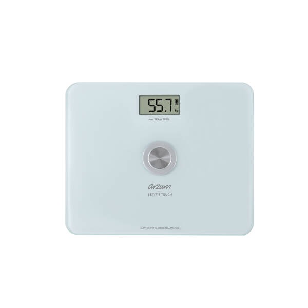 Arzum AR5126 Stayfit Touch Cam Beyaz Baskül, Pilsiz Kullanım, 180 Kg’a Kadar Ölçüm Kapasitesi, Beyaz