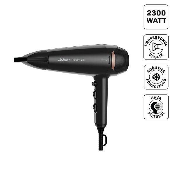 Arzum AR5134 Hairstar Neo Saç Kurutma Makinesi 2300 W, Soğuk Hava Fonksiyonu, Siyah