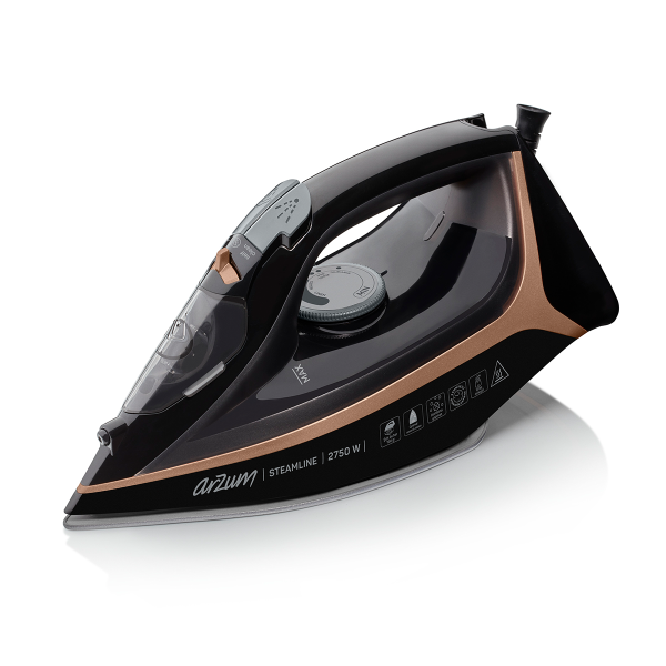 Arzum AR6025 Steamline Optimal Seramik Taban Buharlı Ütü 2750W, 190 g/min Şok Buhar, Siyah