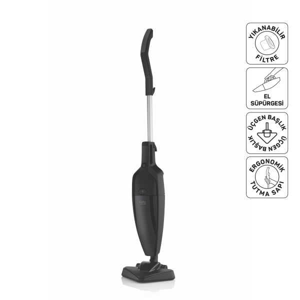Arzum FL492 Polvo Pro Dikey Elektrikli Süpürge 800W, Yıkanabilir Filtre, 1.5 L Toz Haznesi, Siyah