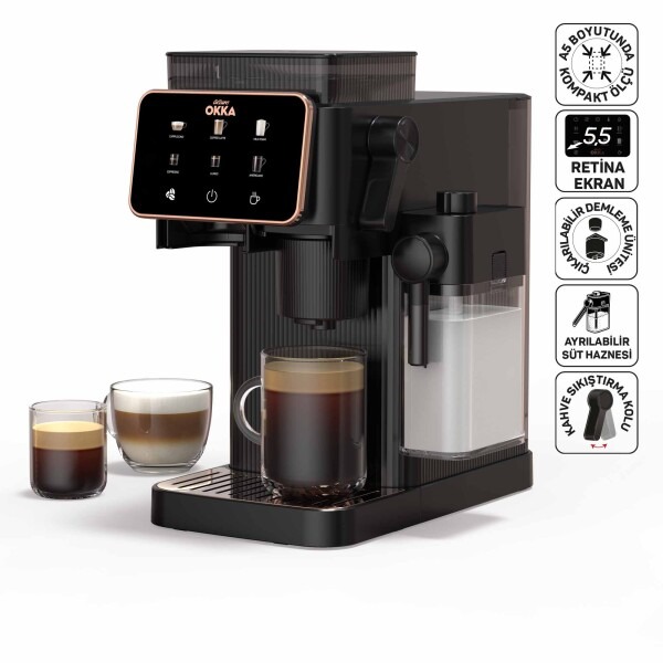 Arzum OK0047 Okka Barista Compact Otomatik Espresso Makinesi, Bakır