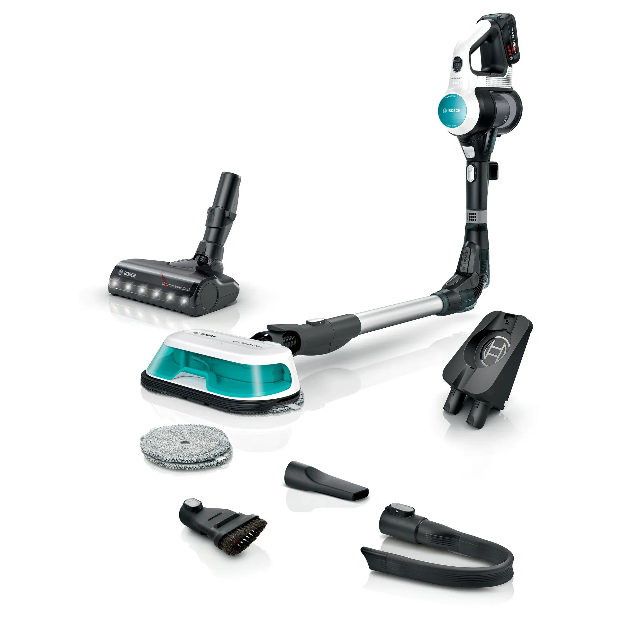 Bosch BBS71HYGTR 2'si 1 arada Süpürme ve Silme Unlimited 7 ProHygienic Aqua Beyaz