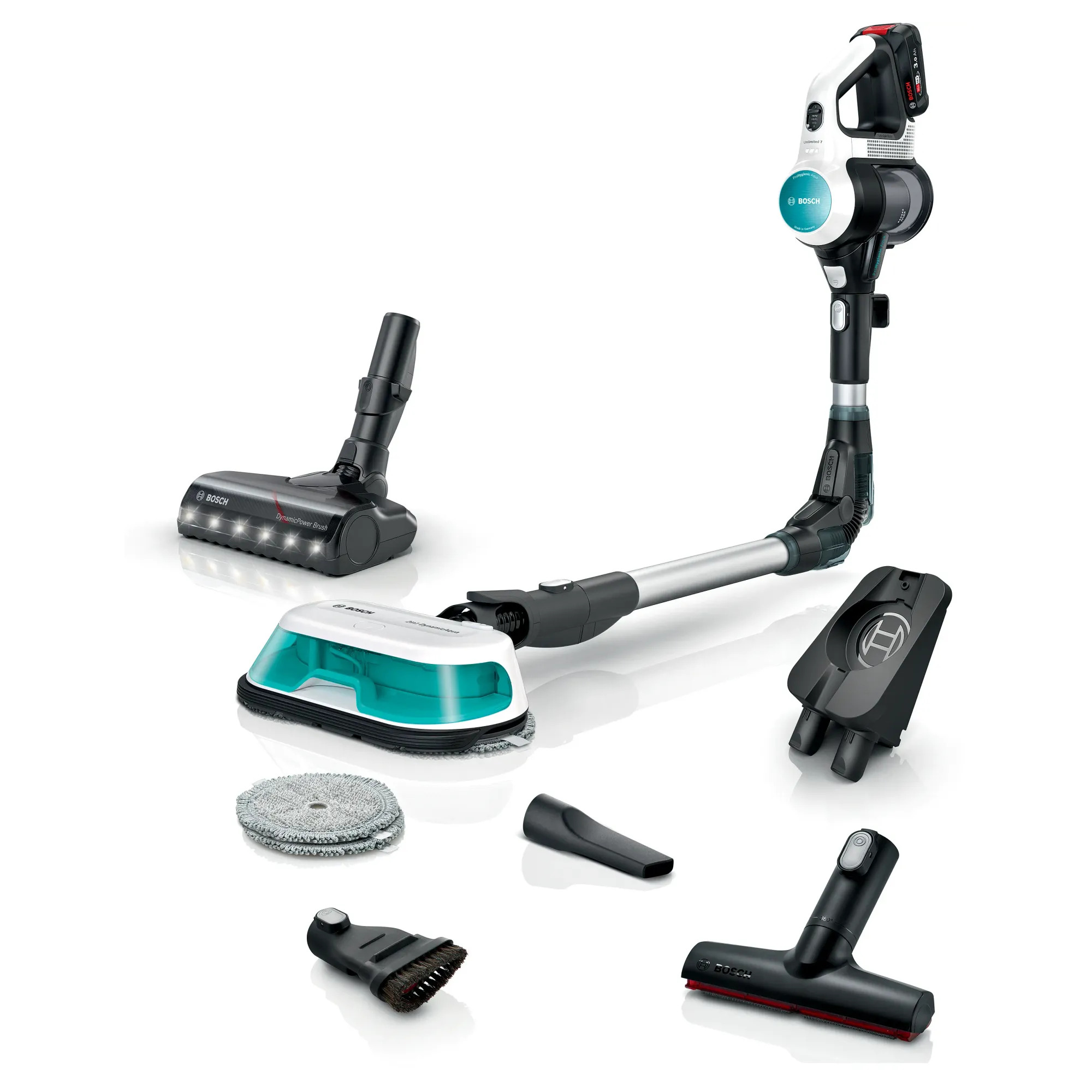 Bosch BCS71HYG1 2'si 1 arada Süpürme ve Silme Unlimited 7 ProHygienic Aqua Beyaz