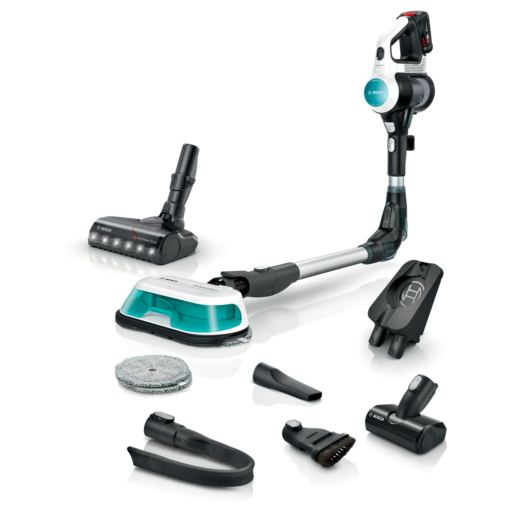Bosch BCS71HYG3 2'si 1 arada Süpürme ve Silme Unlimited 7 ProHygienic Aqua Beyaz
