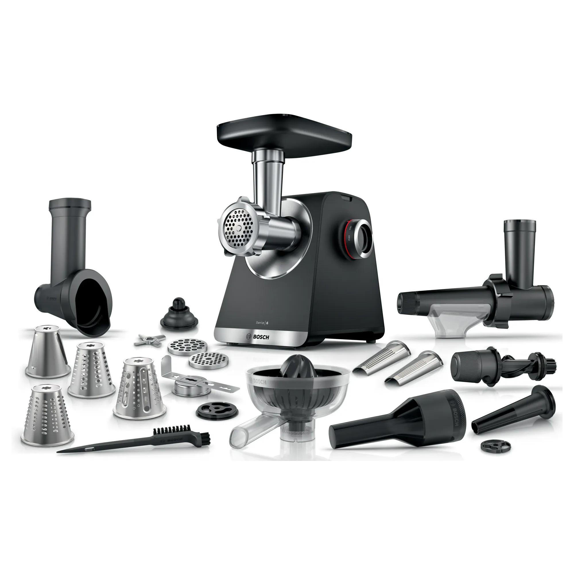 Bosch MFWS682B Serie 6 Gıda Kıyma Makinesi MultiPower 2100 W Siyah, Metalik gümüş