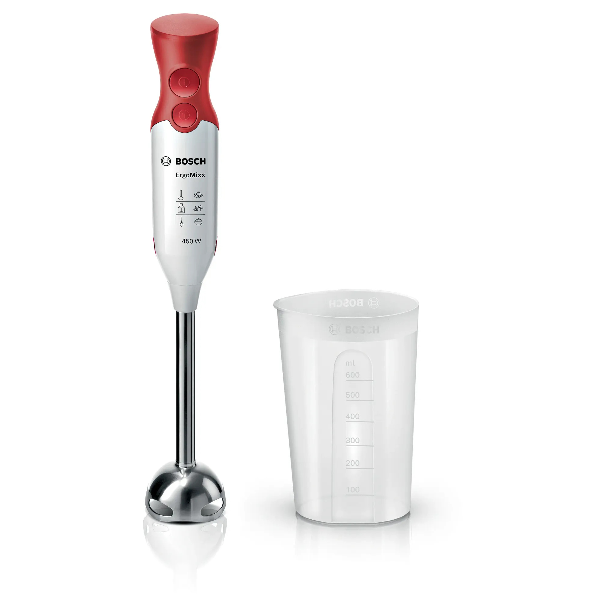 Bosch MSM64110 El Blenderı ErgoMixx 450 W Beyaz, Kırmızı