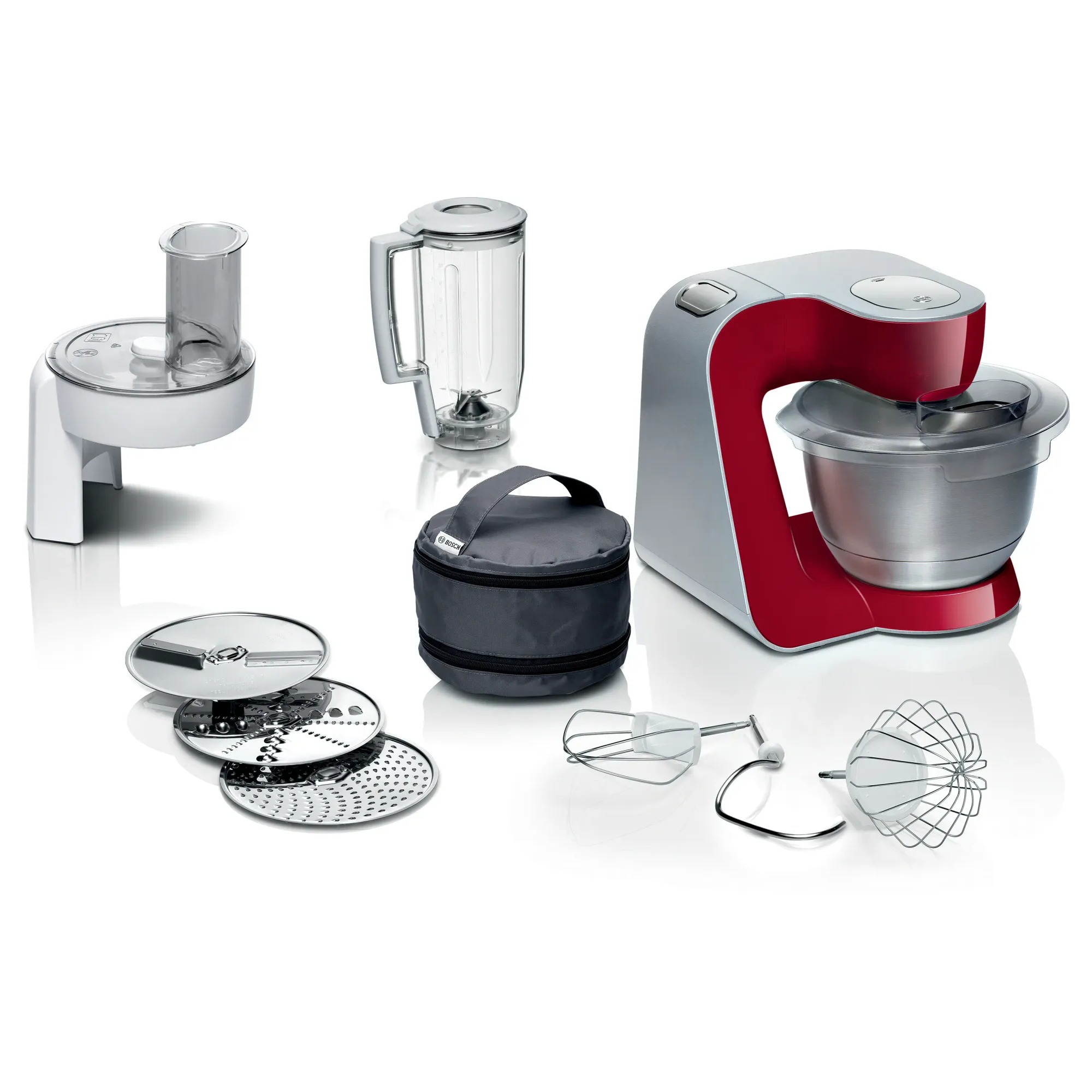 Bosch MUM58720 Serie 4 Mutfak Makinesi MUM 5 1000 W Kırmızı, Gümüş