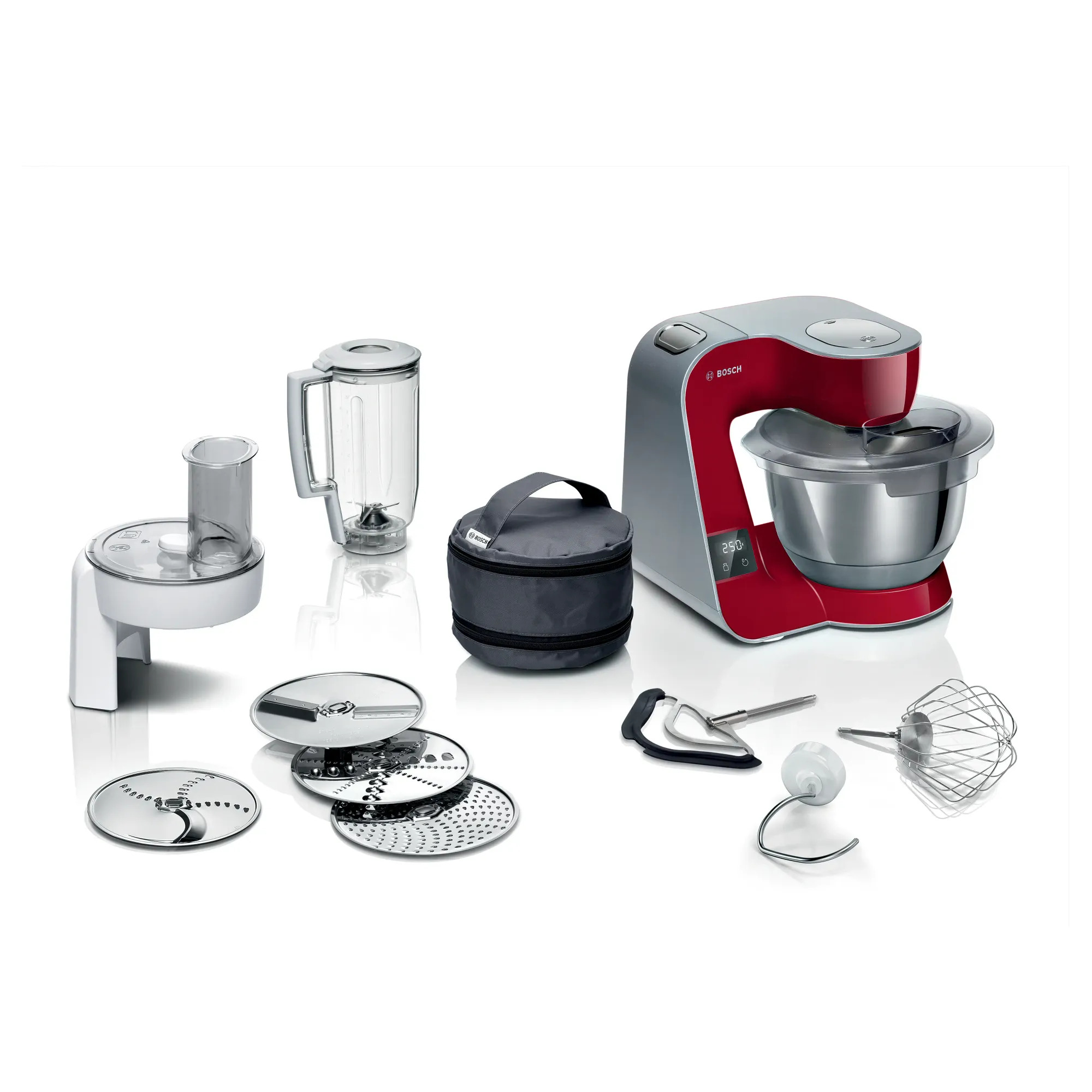 Bosch MUM5X720 Serie 4 Mutfak Makinesi MUM 5 1000 W Kırmızı, Gümüş