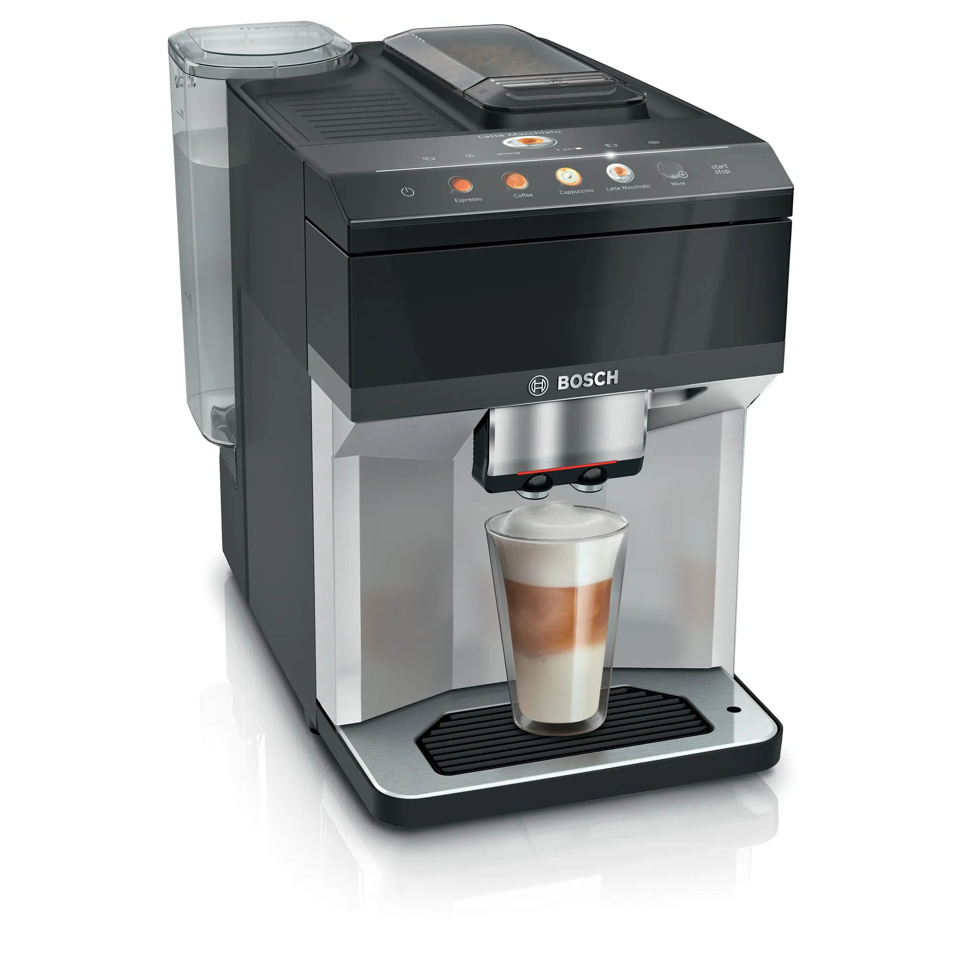 Bosch TPE40307 Serie 4 Tam Otomatik Kahve Makinesi VeroCafe Metalik inoks gümüş, Piyano siyah