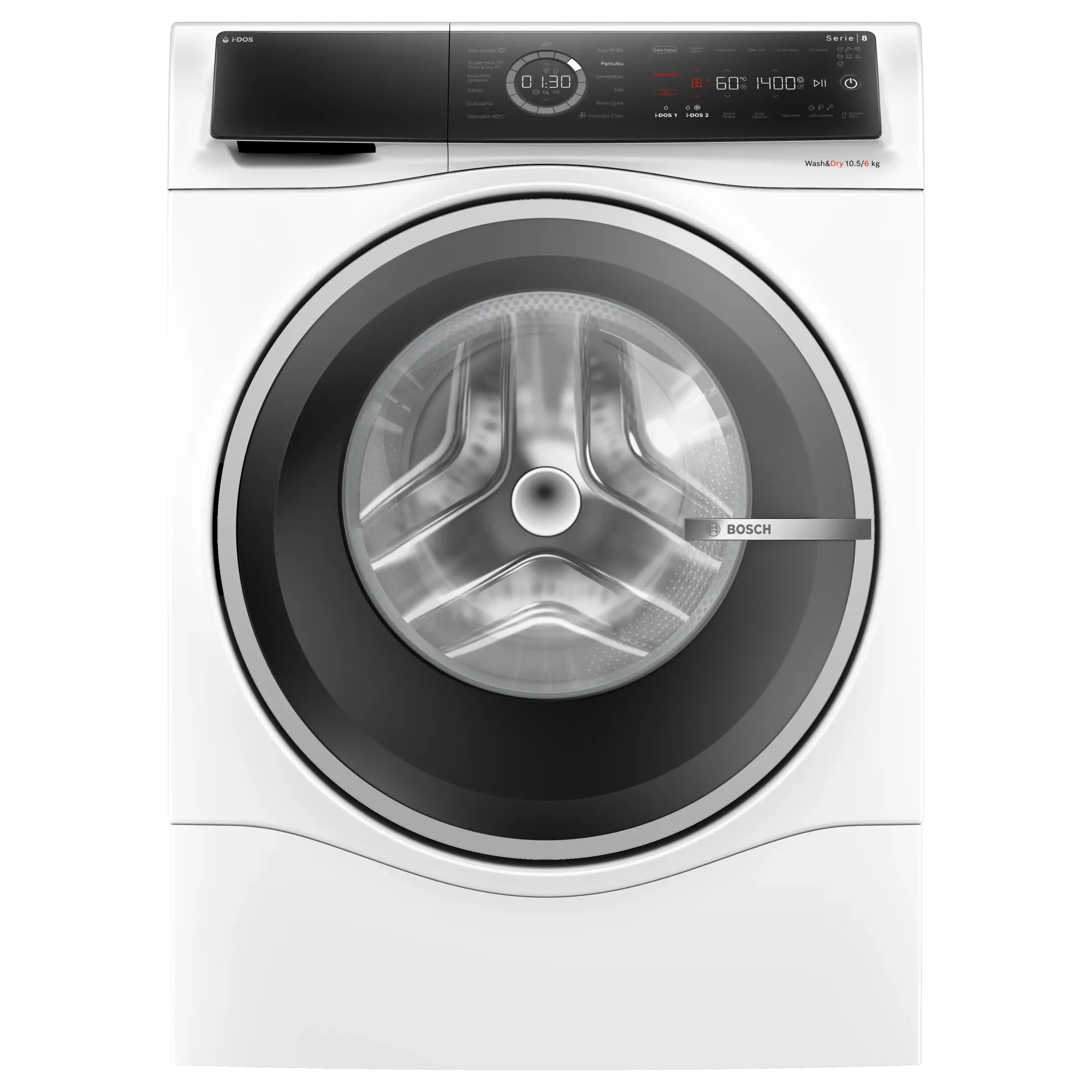 Bosch WNC254A0TR Serie 8 D Enerji Sınıfı 10.5 Kg Yıkama 6 Kg Kurutma 1400 Devir Kurutmalı Çamaşır Makinesi